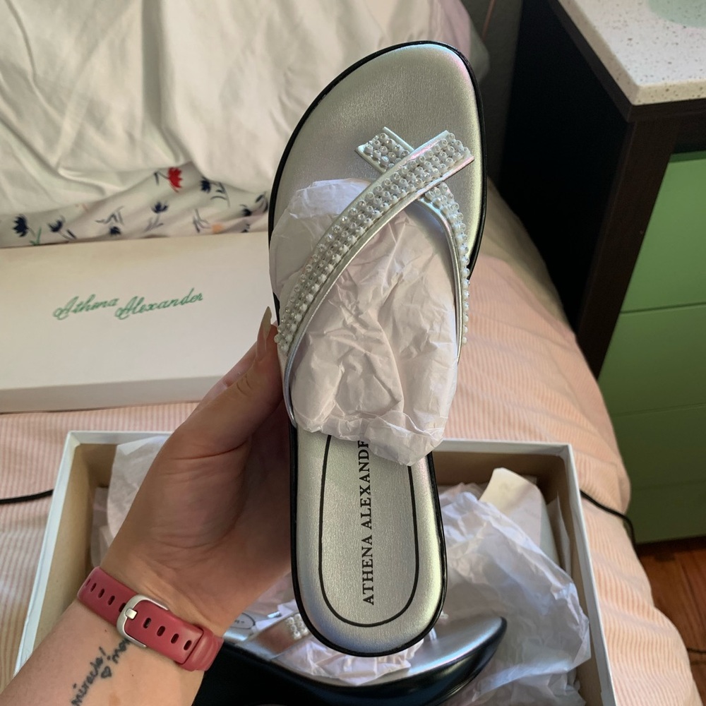 Athena Alexander Silver Gem Strap Sandals